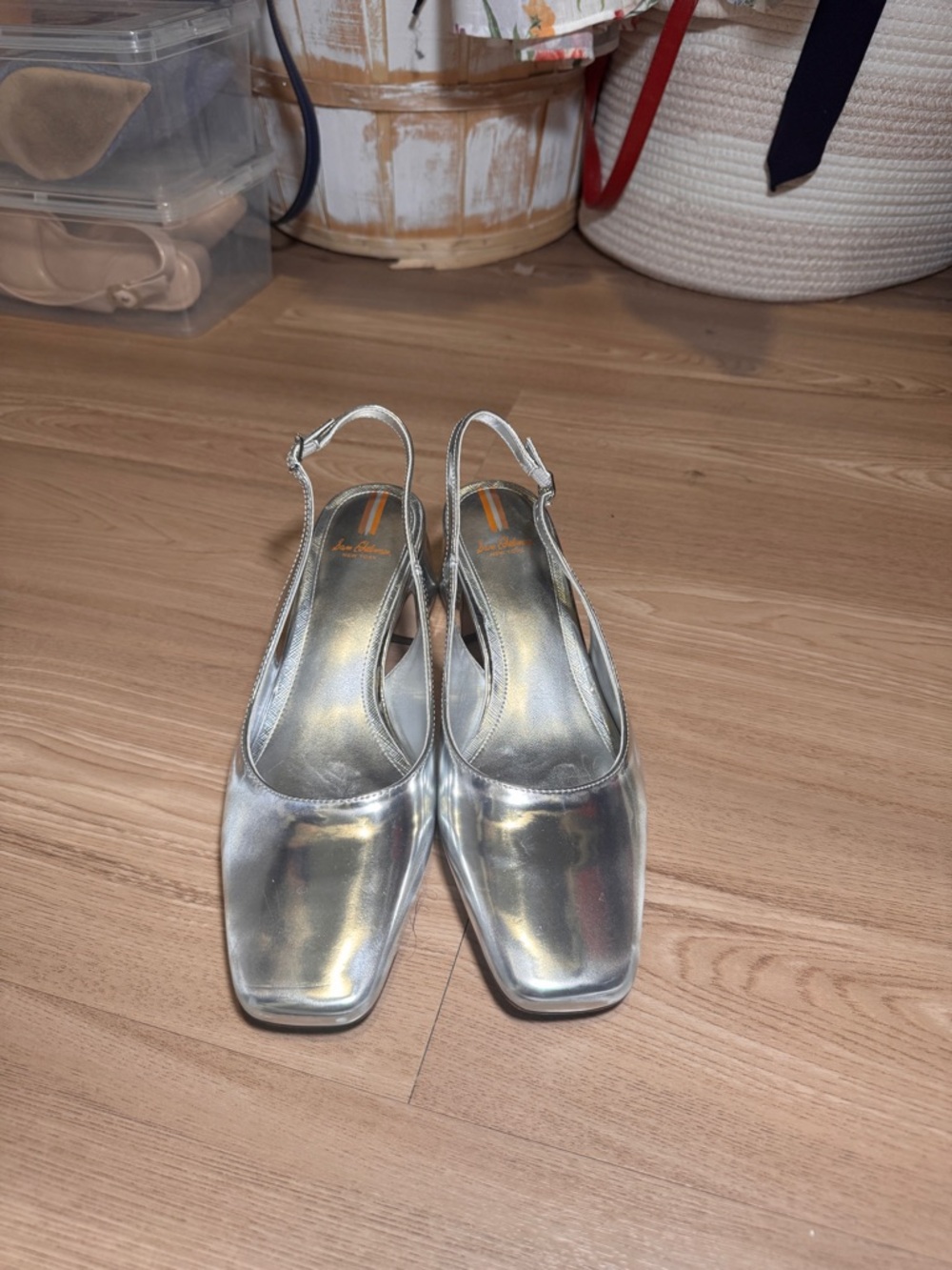 Sam Edelman Silver Metallic Slingback Block Heels - Picture 3 of 3